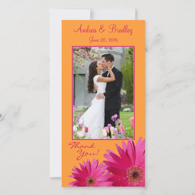 Gerbera Daisy Mariage Merci Photocard (Devant)