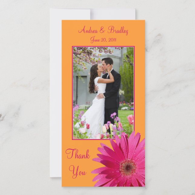 Gerbera Daisy Mariage Merci Photocard (Devant)