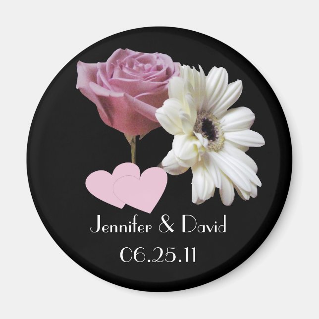 Gerbera Daisy & Rose Mariage Magnet (Devant)