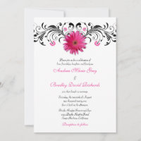 Gerbera Daisy rose noir Faire-part de mariage flor