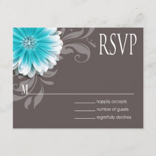 Gerbera Daisy Scroll 1 RSVP turquoise tableau noir