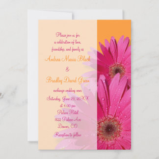 Gerbera Faire-part de mariage marguerite orange et