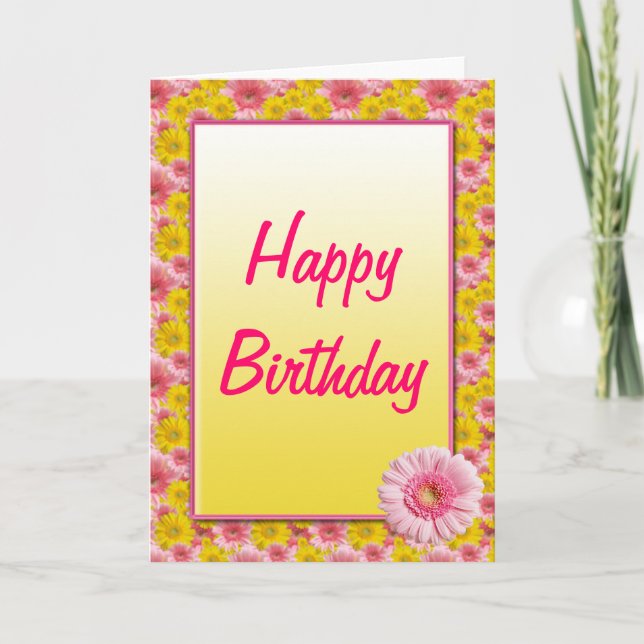 Gerbera Jaune Rose Daisy Bonne carte d'anniversair (Devant)