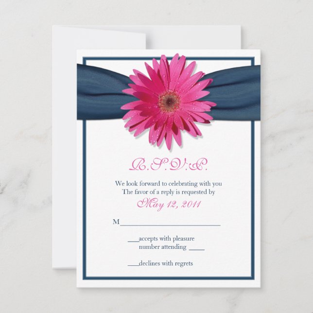 Gerbera rose avec carte de réponse au ruban de la  (Devant)