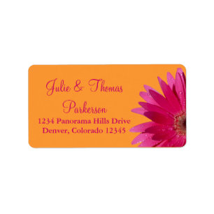 Gerbera rose Daisy Orange Mariage Étiquettes de ad
