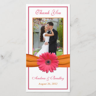 Gerbera rose Daisy Orange Ribbon Mariage Merci