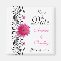 Gerbera rose Daisy Wedding Save the Date Magnet