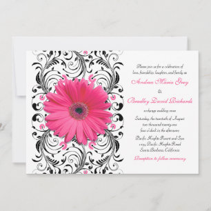 Gerbera rose Faire-part de mariage floral
