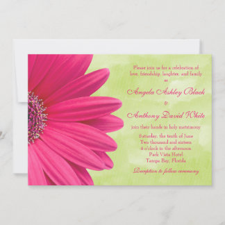 Gerbera rose Faire-part de mariage vert marguerite