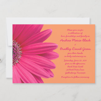 Gerbera rose marguerite avec Faire-part de mariage