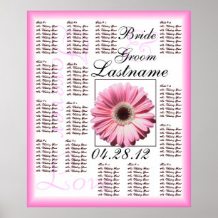 Gerbera rose Mariage Tableau des places assises