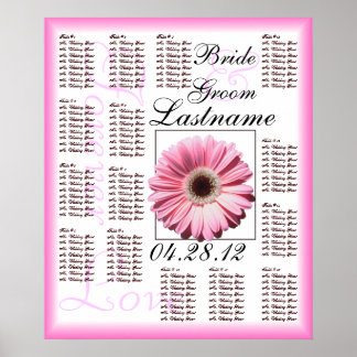 Gerbera rose Mariage Tableau des places assises