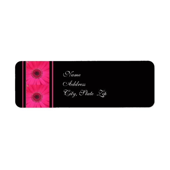 Gerbera rose sur l'étiquette de adresse noir de ma étiquettes d’adresse retour