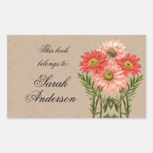 Gerberas Kraft Stickers Plaque de livre Ce Qui App