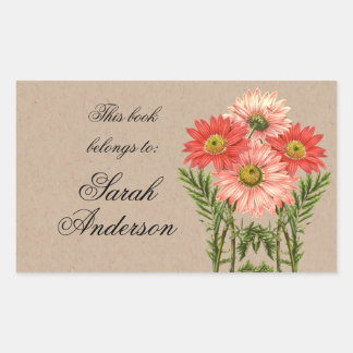 Gerberas Kraft Stickers Plaque de livre Ce Qui App