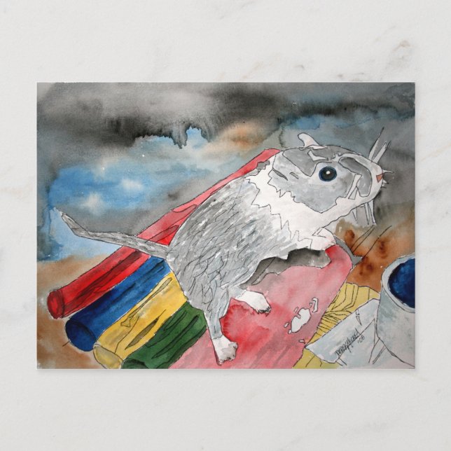 GERBIL PEINTURE portrait animal carte postale (Devant)