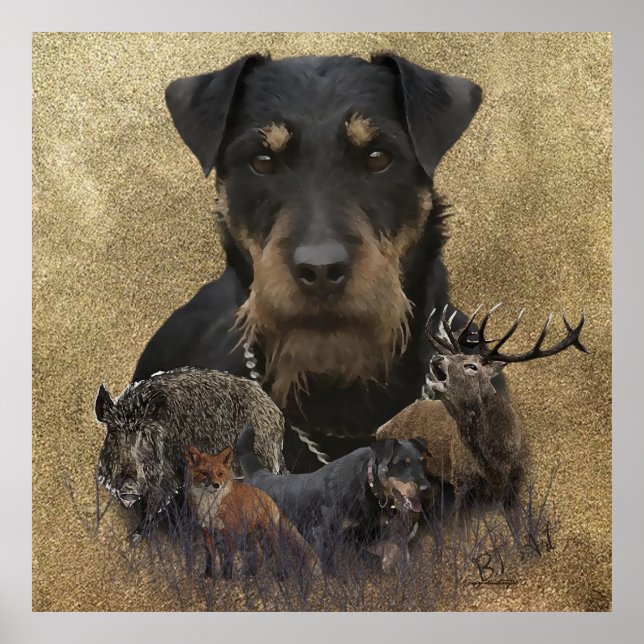 German Jagdterrier Tapestry Poster Acrylic Print (Devant)