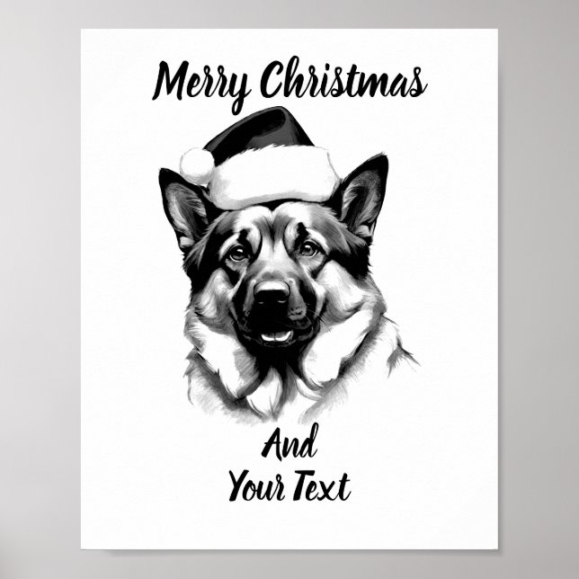 German Shepherd Christmas Poster Instant Download (Devant)