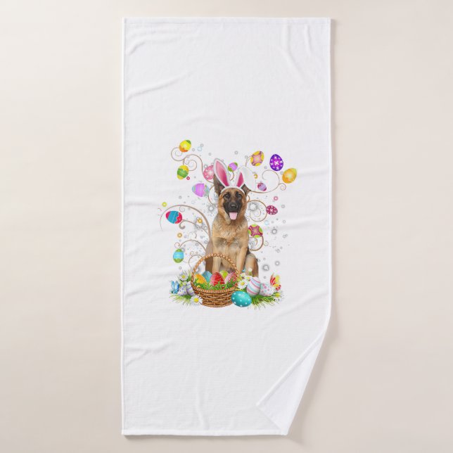 German Shepherd Dog Easter Egg Hunting Basket East (Serviette de bain)