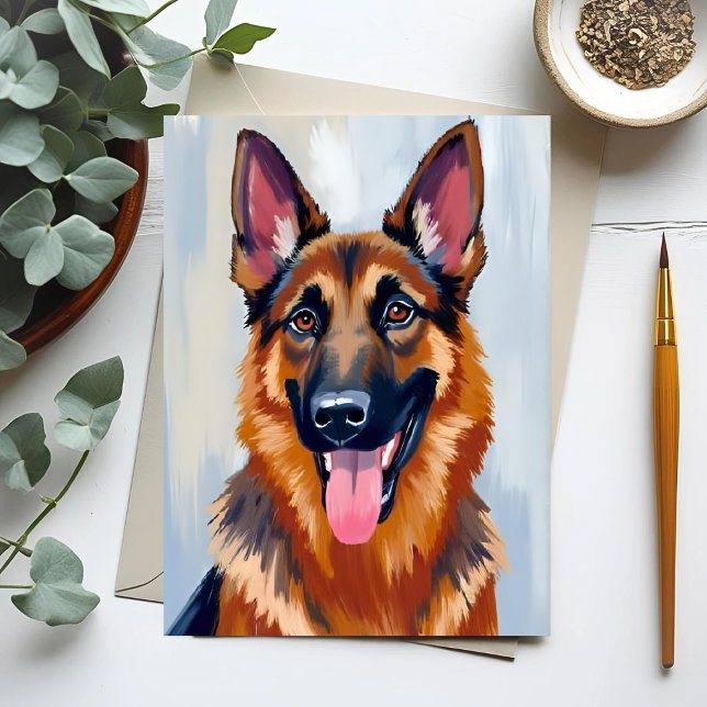 German Shepherd | Dog Watercolor Pet Card (Créateur téléchargé)