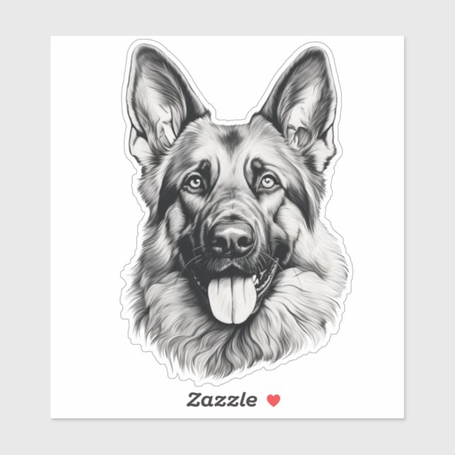 German Shepherd Sketch Portrait Sticker (Feuille)