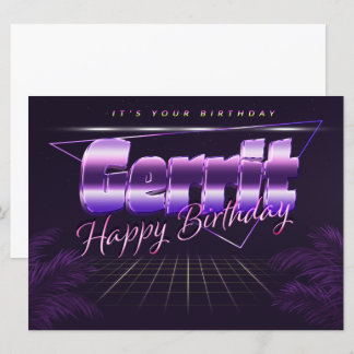 Gerrit Prénom lila retro Carte Anniversaire