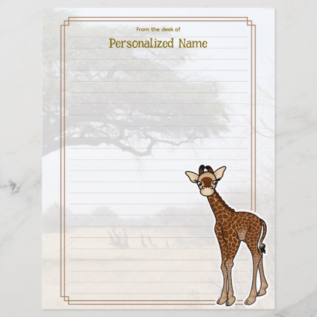 Gerry Giraffe Savanna Feuille papier lin (Devant)