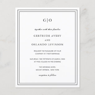 Gertrude Black and White Elegant Wedding Invitatio