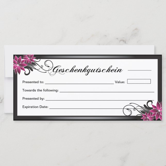Geschenkgutschein - Certificat cadeau de salon (Devant)