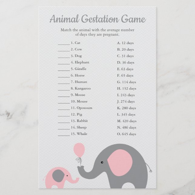 Gestation animal éléphant rose Match douche jeu (Devant)