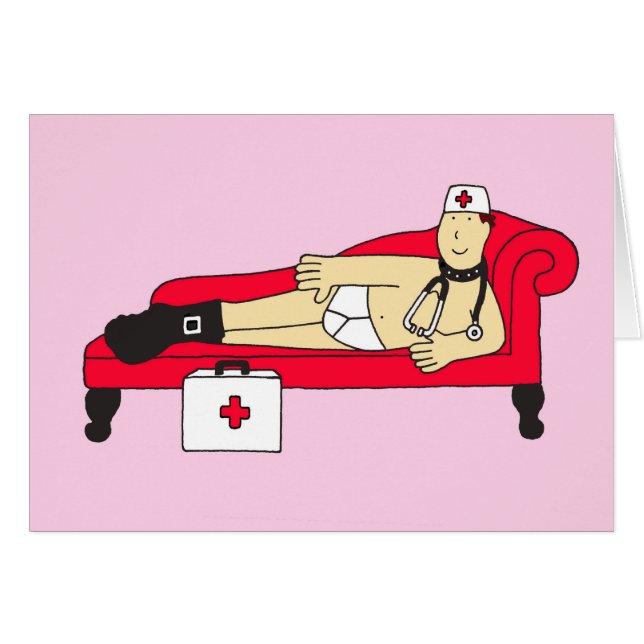 Get Well Soon Cartoon Male Nurse (Devant horizontal)