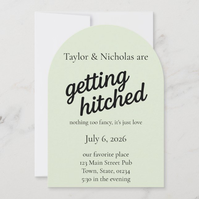 "Getting Hitched" Wedding Elopement Invitation (Devant)