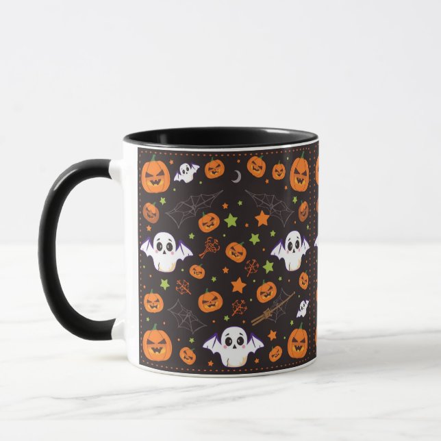 "Ghost Éffrayant et Mug d'Halloween Citrouille" (Gauche)