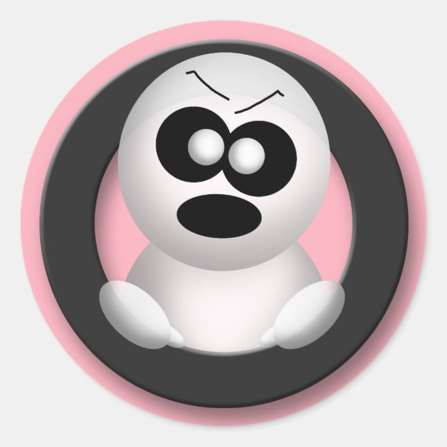 Ghost en colère - Stickers Halloween rose (Devant)