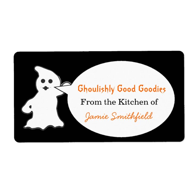 Ghost Halloween Étiquettes de cuisine (Devant)