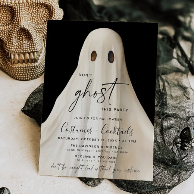 Ghost Halloween Party Invitation Drôle Cocktails (Créateur téléchargé)