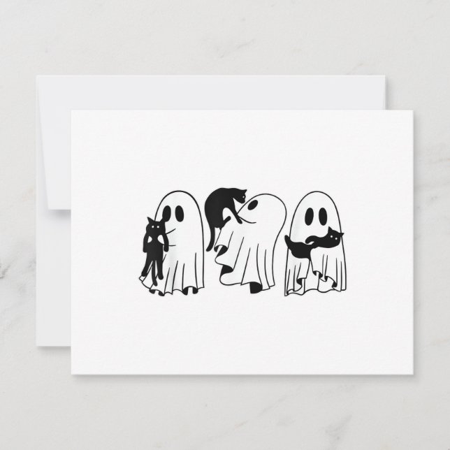 Ghost Holding Chat noir Funny Halloween Amoureux d (Devant)