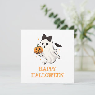 Ghost mignon avec Bow et Citrouille   Halloween