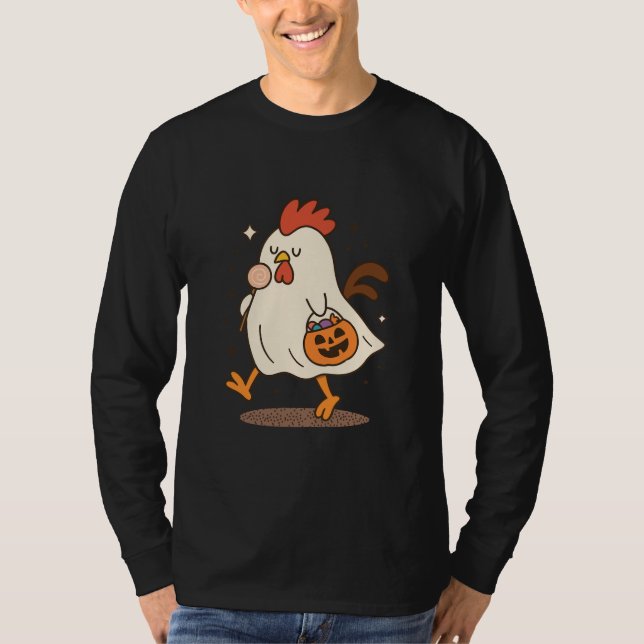 Ghost Rooster Halloween T-Shirt (Devant)