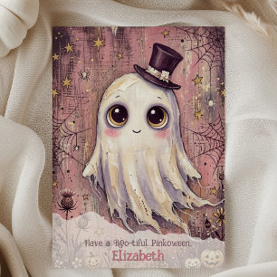 Ghost Rose Halloween Boo Carte de Vœux Pinkoween É