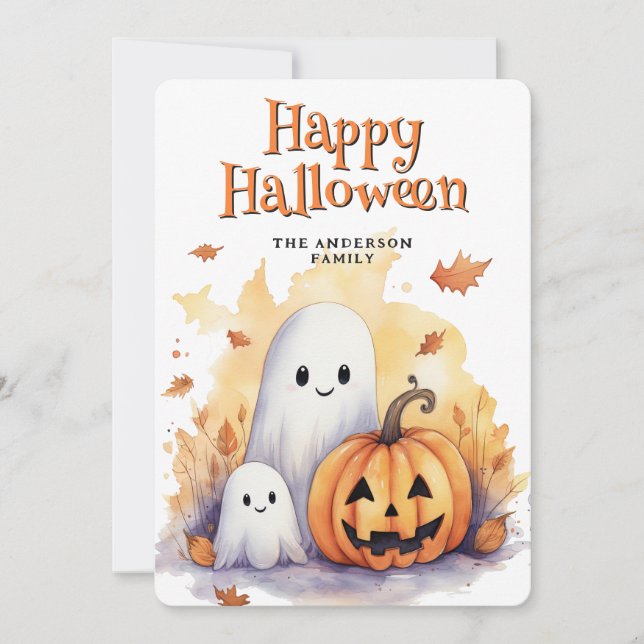 Ghosts Jack O’Lanterns Jolie Carte Halloween (Devant)