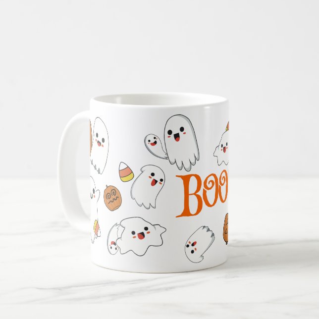 Ghosts mignons et Mug d'Halloween Citrouille, (Devant gauche)