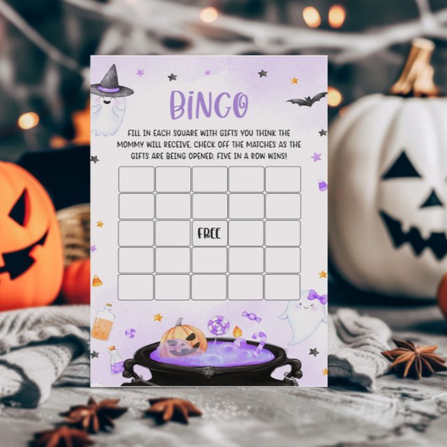Ghoul Halloween Baby shower Bingo Jeu (Purple Oh Sheet Baby Shower Bingo Game)