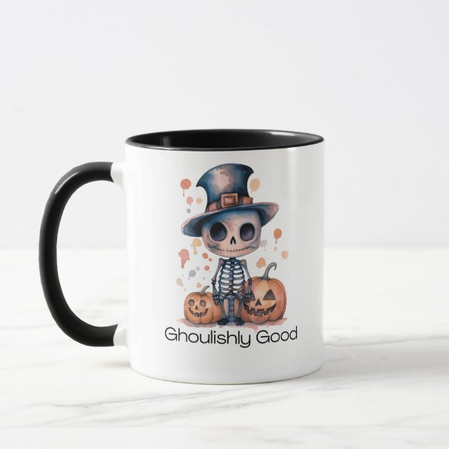Ghoulishly Good Ghoul Skeleton Halloween Mug (Gauche)