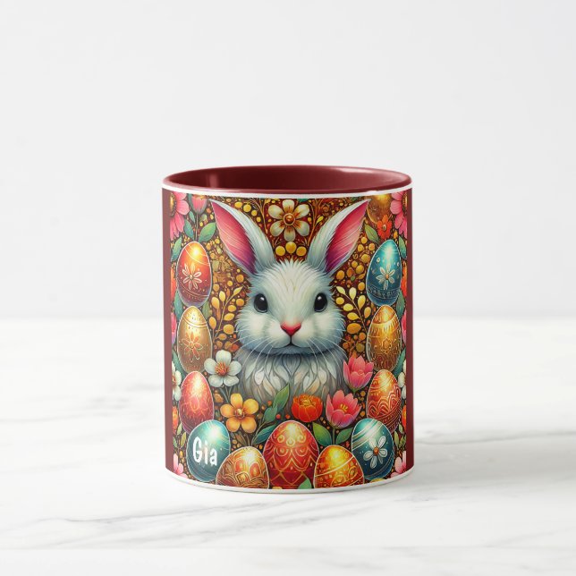 GIA ~ LAPIN DE PÂQUES Œufs Fleurs ~ Mug (Centre)