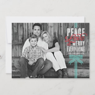 Gift Blue Ribbon Enveloppé Carte photo de vacances
