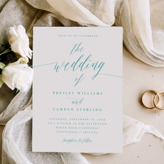 Gift Box Blue Wedding Calligraphy Invitation  (Créateur téléchargé)