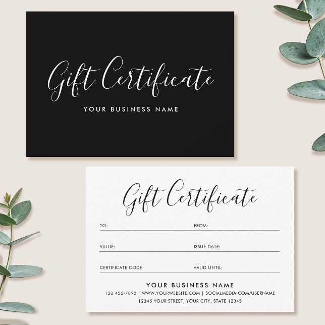 Gift Certificate Script Minimalist Black Card (Créateur téléchargé)