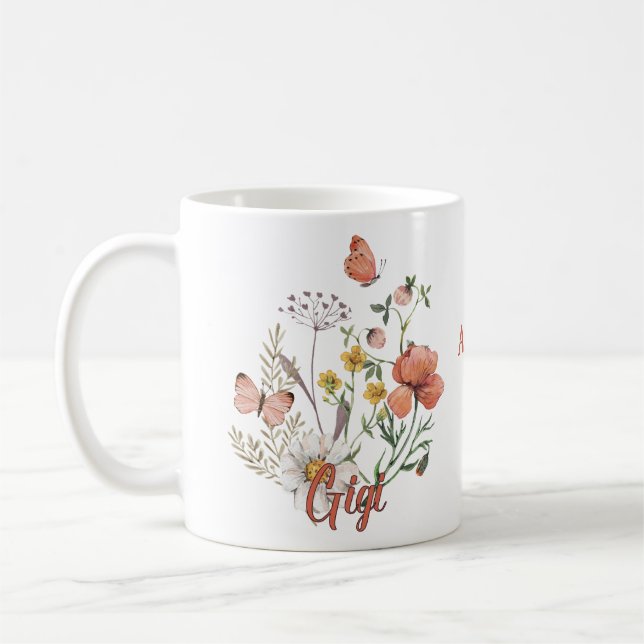 Gigi Fleur sauvage Floral Personnalisé Mug (Gauche)