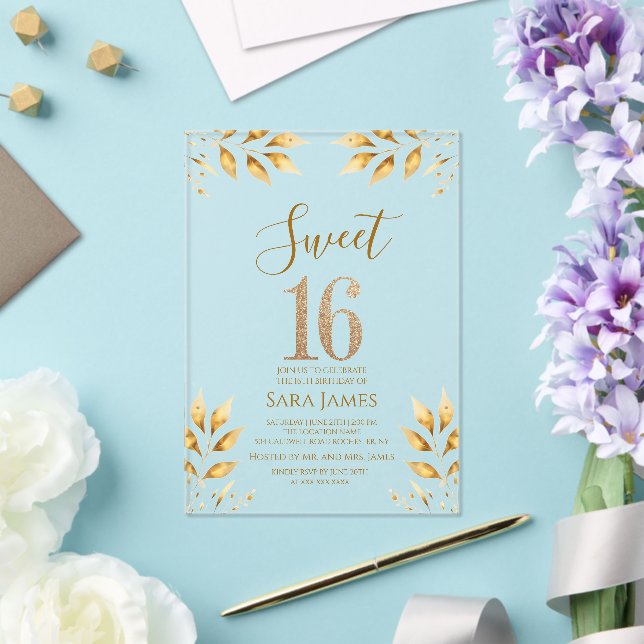 Gilded Majesty Sweet 16 Acrylic Invitation (Insitu (Mariage))